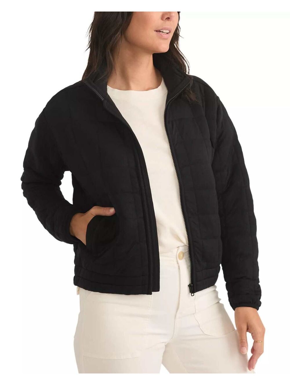 Marine Layer Women's Black Corbet Quilted Bomber Jacket Size M